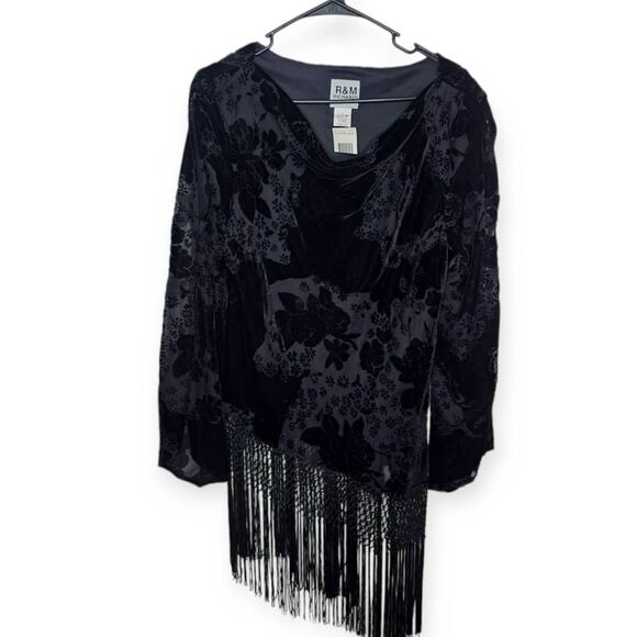 R&M Richards Vintage 90s Women's Deadstock Burnout Fringe Blouse size 14 - Picture 1 of 6